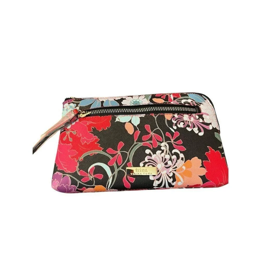 Trina Turk Multicolor Floral Wristlet Purse CardHolder Gift Set Red Purple NWT